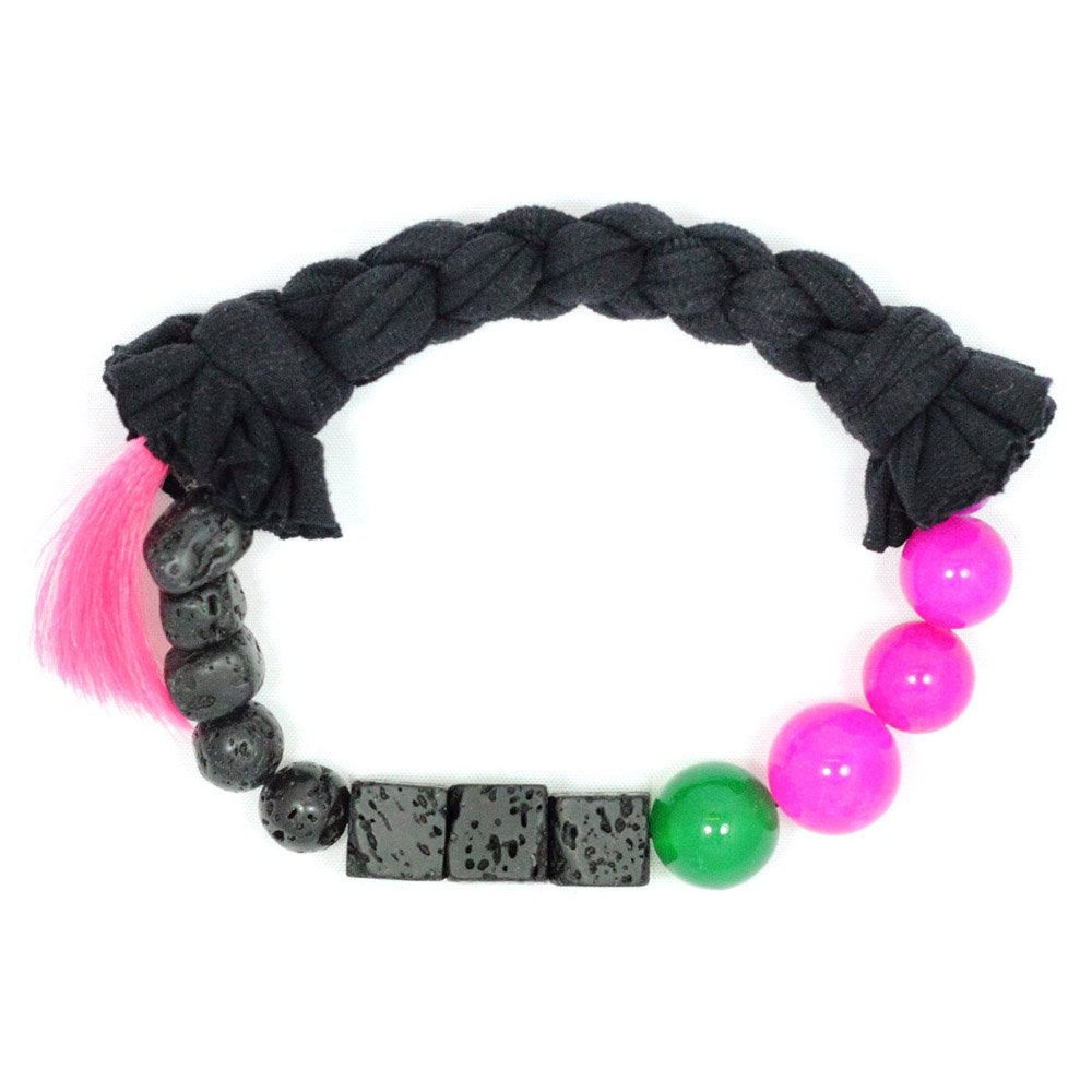 LAVAZON braided bracelet with jade, calcite and lava
