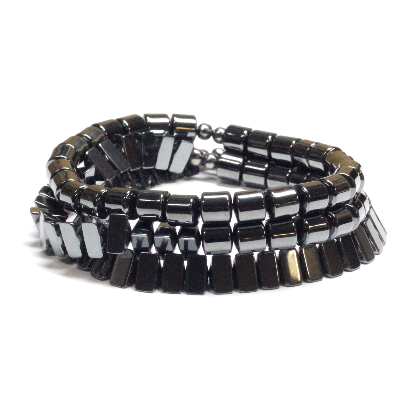 MAGNE hematine half magnetic bracelets - set of 3