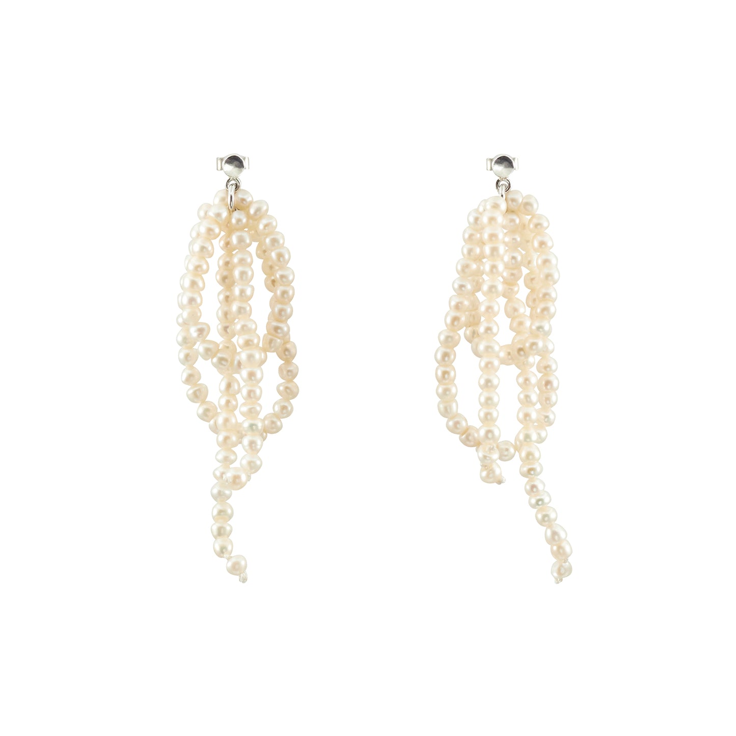 Gathered Loop Earrings with Freshwater Pearls