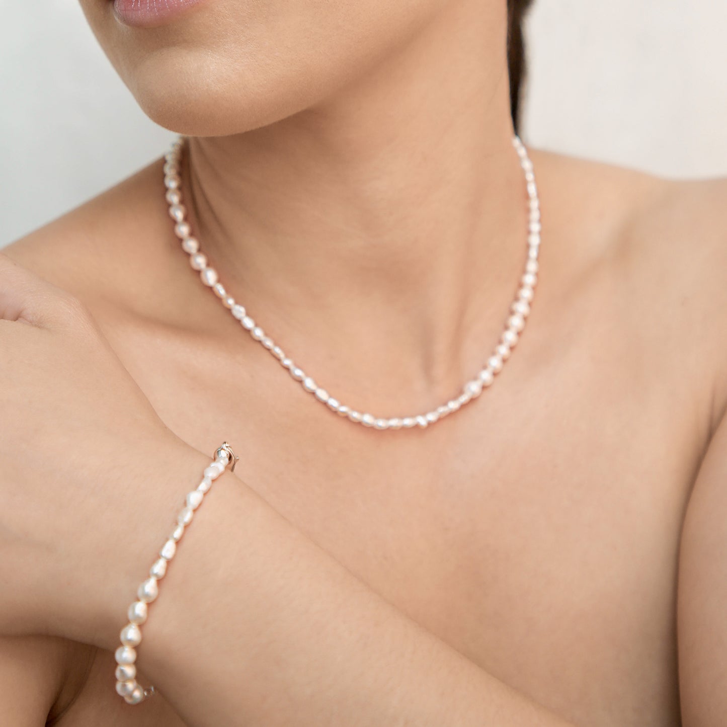 Duo Dew Necklace with Freshwater Baroque and Dewdrop Pearls