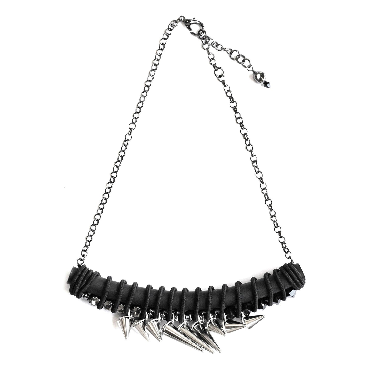 BLACK SHOCK TWIST necklace with stainless steel studs