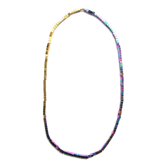 MAGNE single strand necklace - purple and gold tone
