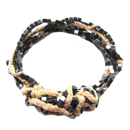 ORGANIC OPULENCE braided hematine bracelet - 4-strand