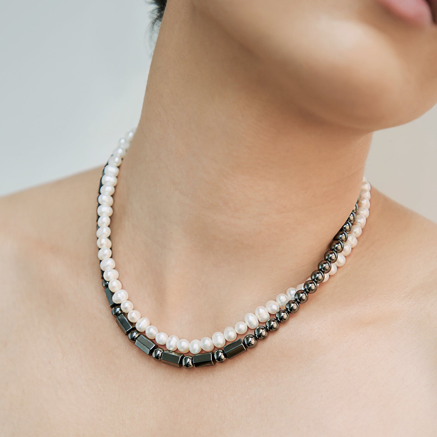 Double strand black hot sale pearl necklace